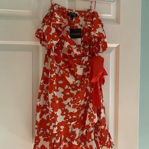 Topshop Red and White Flutter Sleeve Sundress